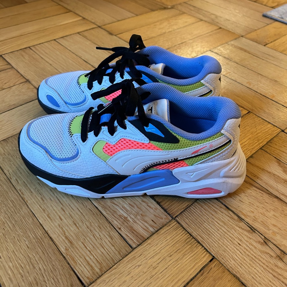 Puma White Multicolor Athletic Sneakers with Neon Accents